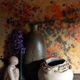 Potter's ball vase "like a flower" vintage glazed ceramic