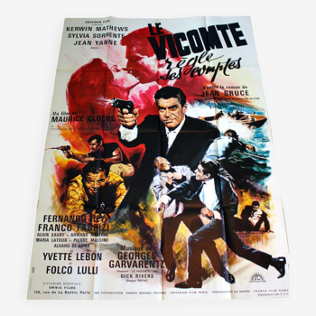Affiche cinéma originale "Le Vicomte règle ses Comptes" 1967 Kerwin Mathews 120x160 cm