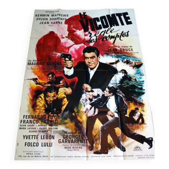 Affiche cinéma originale "Le Vicomte règle ses Comptes" 1967 Kerwin Mathews 120x160 cm