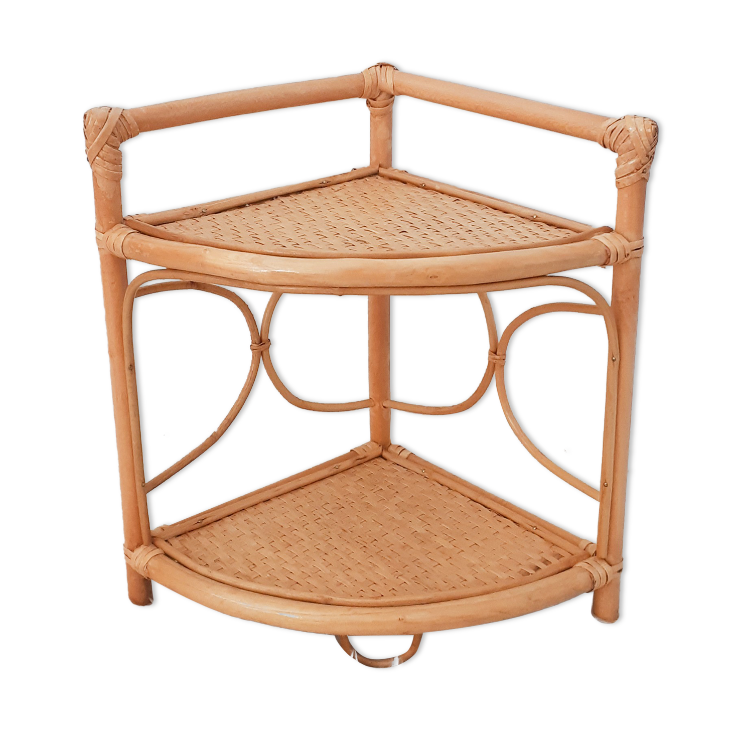 Rattan corner shelf