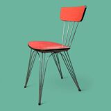 4 red Formica chairs with Eiffel legs 1950