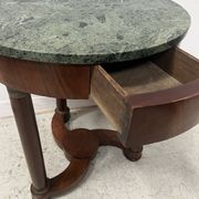 Round Empire-style side table in mahogany and veneer, 20th century