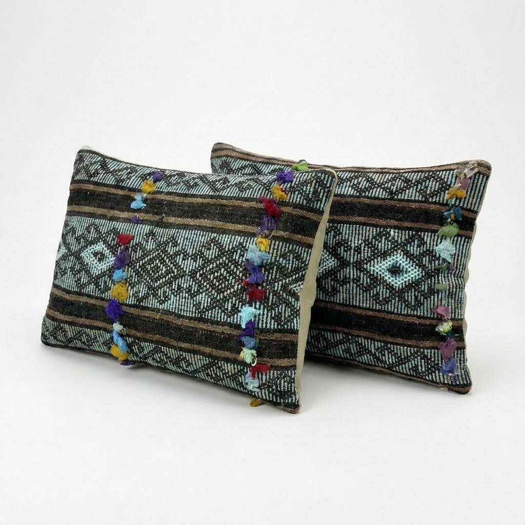 Set of 2 vintage kilim cushion covers 41x61 cm