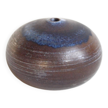 Vintage blue and brown ceramic soliflore vase - Antonio Lampecco