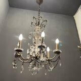Antique Italian Silver Crystal Chandelier, 1940s