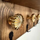 Wall shelf made of solid wood with golden hooks - Key holder for the entrance