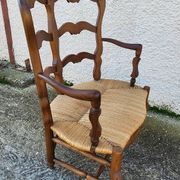Provencal double armchair with woven rush in walnut