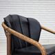 1970s, Danish armchair, rattan, black artificial leather.