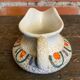 Old pitcher roberto rigon white ceramic polychrome decor vintage