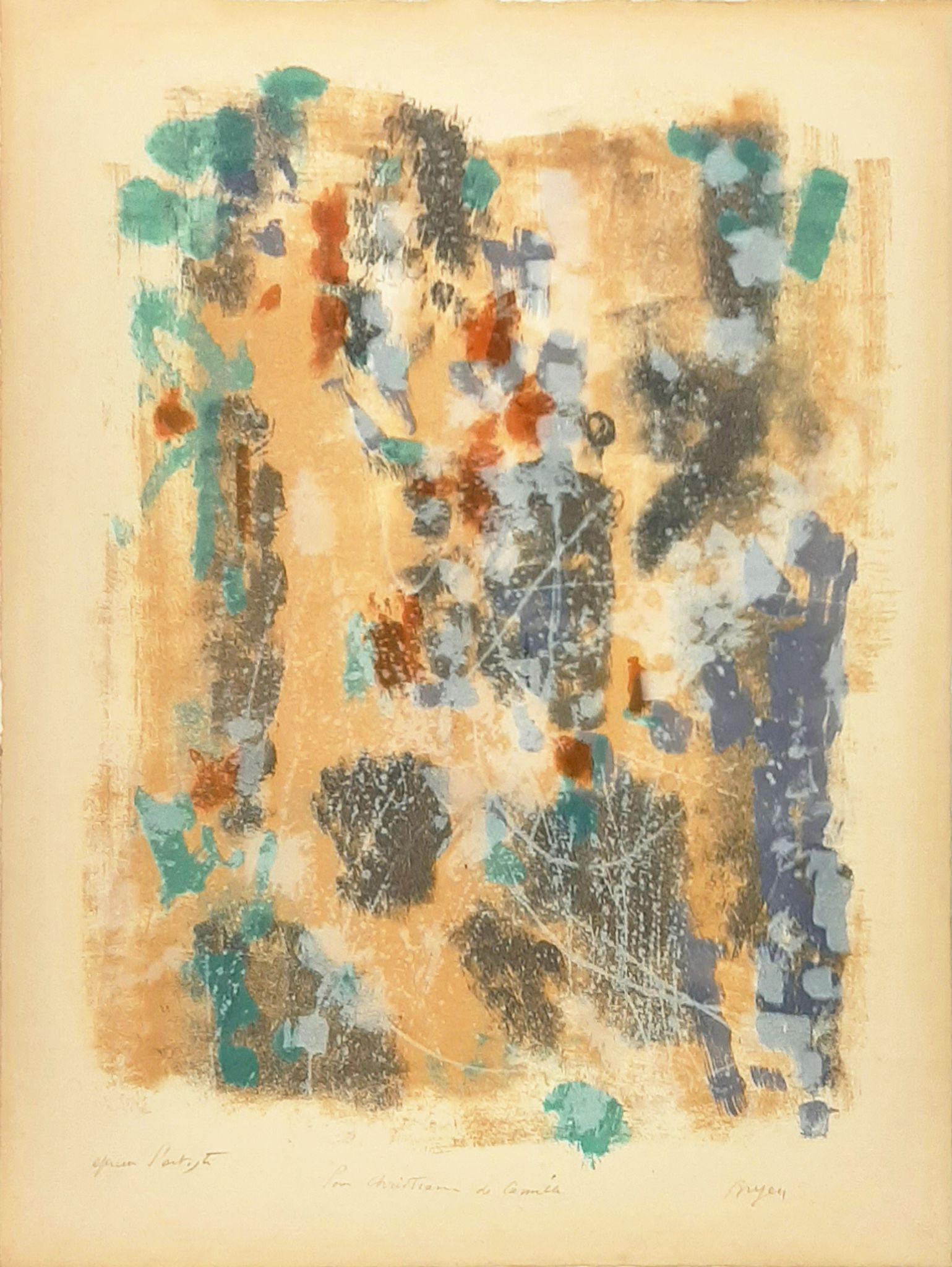 lithograph Camille Bryen: firewood, 1957