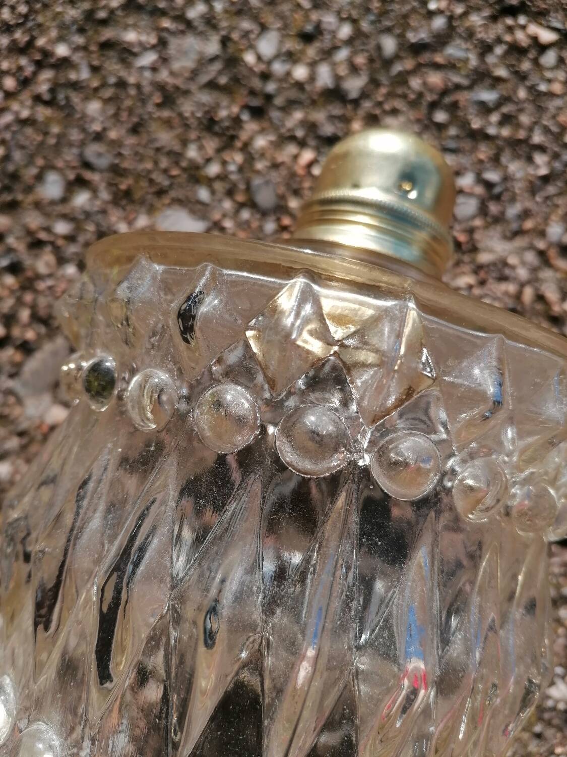 Globe hanging lamp in vintage molded glass