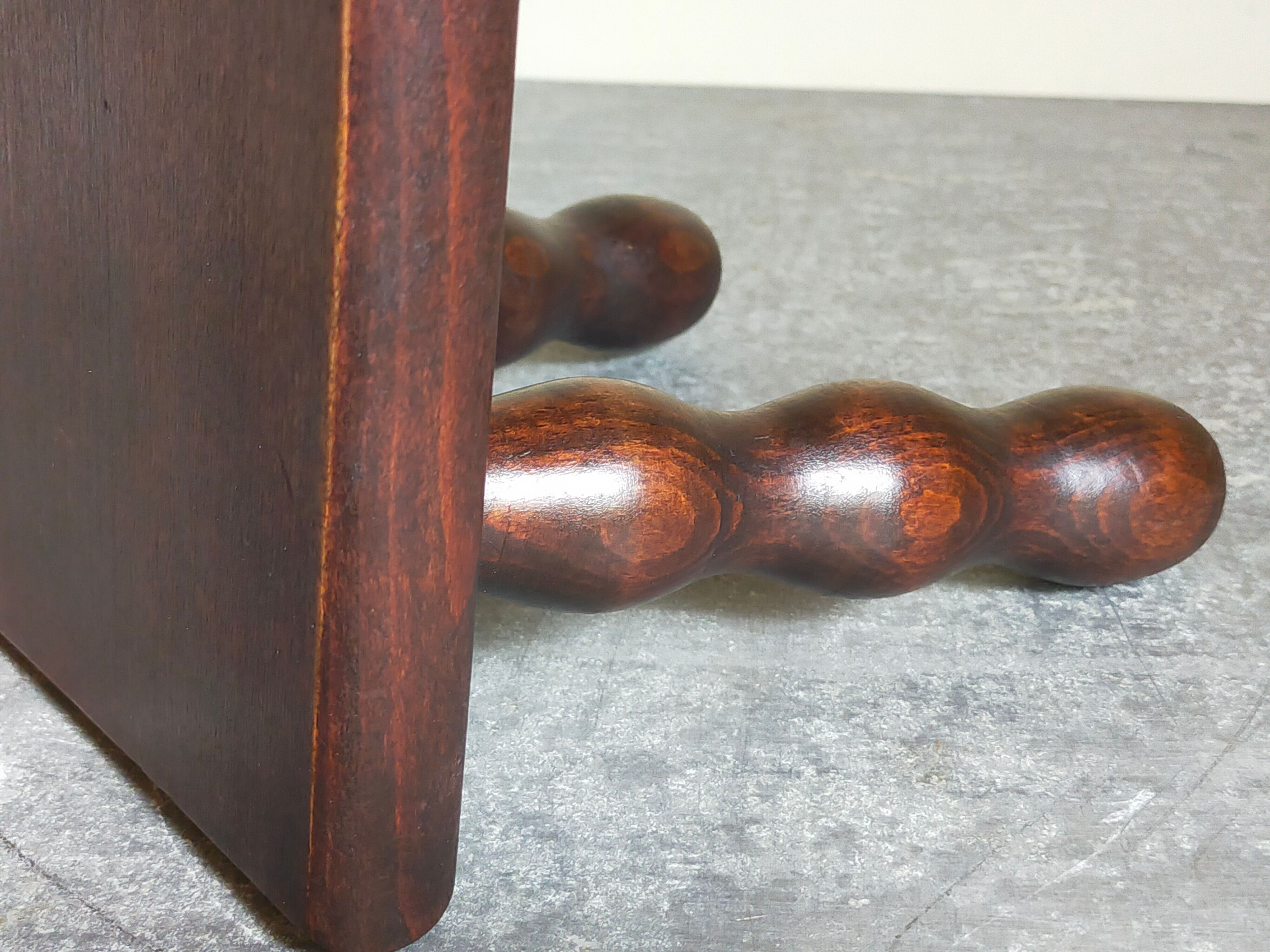 Wooden footrest stool turned solid vintage