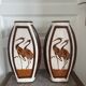 Paire de vases en céramique craquelée Art déco décor échassier Keralouve la Louvière