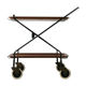 Mid-century modern foldable serving trolley with teak trays