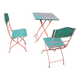 Mid century distressed painted iron garden table and 2 chairs, 1960s