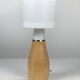 Scandinavian space age teak and opaline table lamp, Sweden