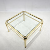 Table basse, laiton & verre, Mauro Lipparini  1970's, italie