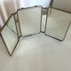 Antique Art Deco triptych barber mirror from the 1920s/30s – leather covering o