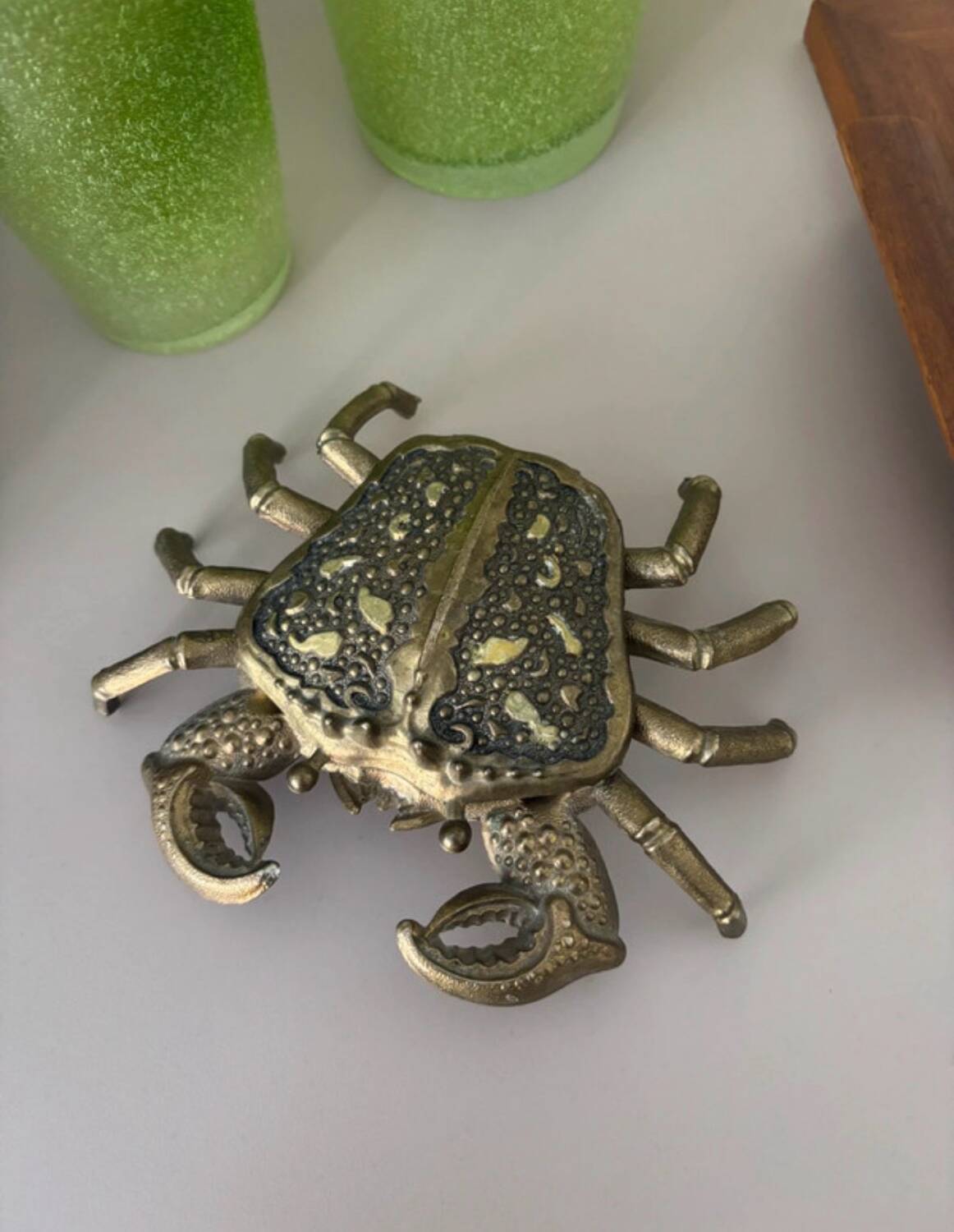 vintage brass crab decor ashtray