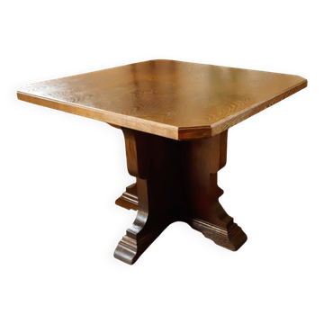 Table en chêne rustique avec base centrale