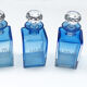 Set of 5 sapphire blue Bohemian crystal toilet bottles.