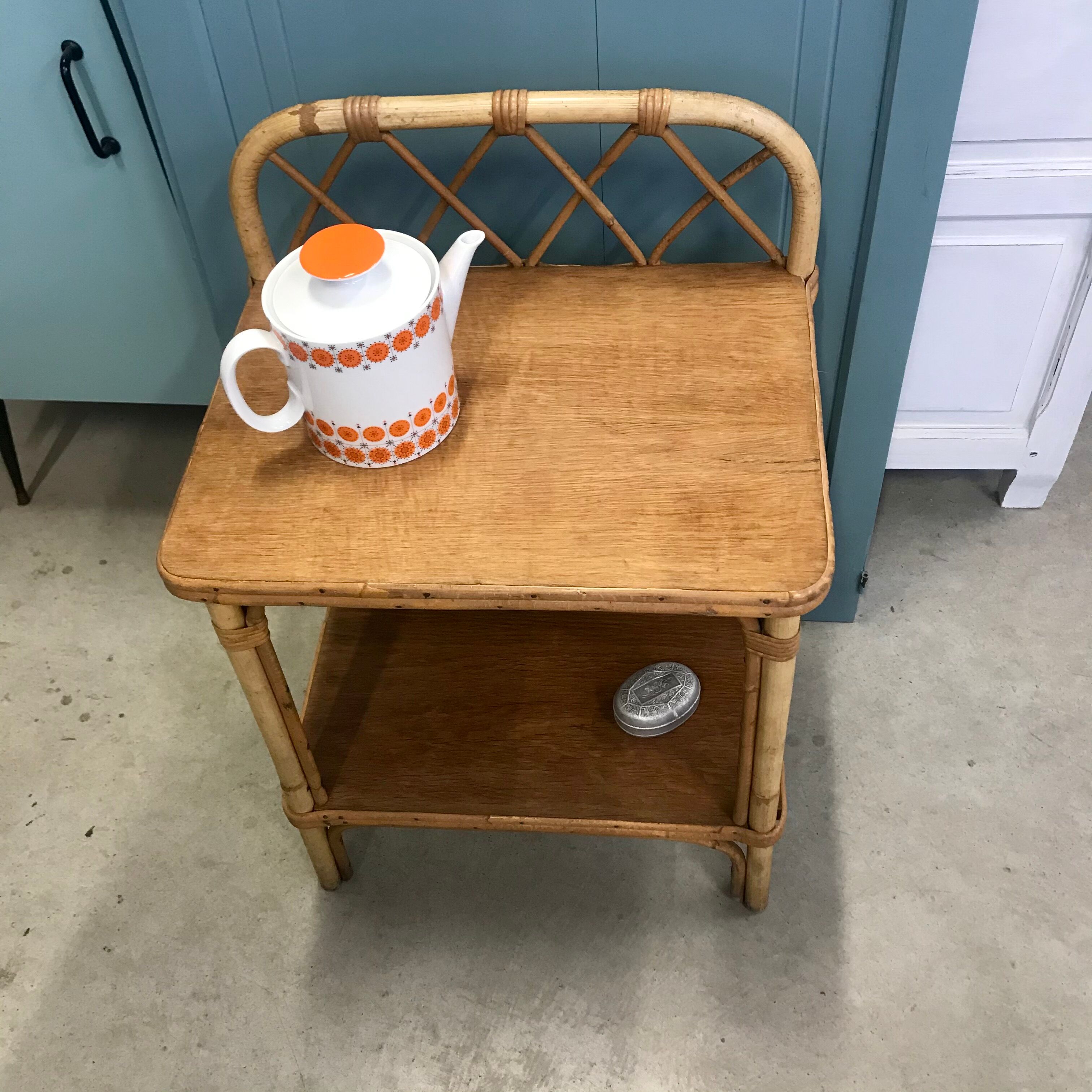Bamboo and rattan bedside table