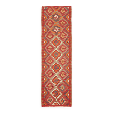 Turkish Handwoven Vintage Herki Kilim 98 cm x 322 cm