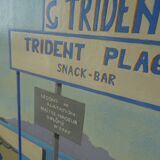Modernist painting seen from Antibes Trident beach 70s Paliero Klingue