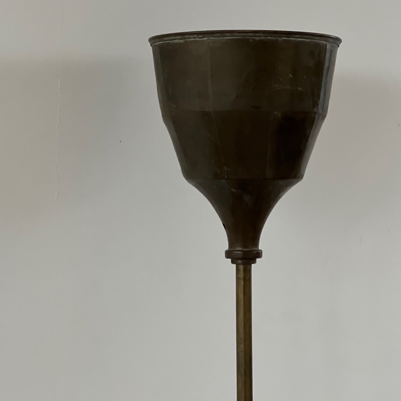 English mid-century brass floor lamp uplighter