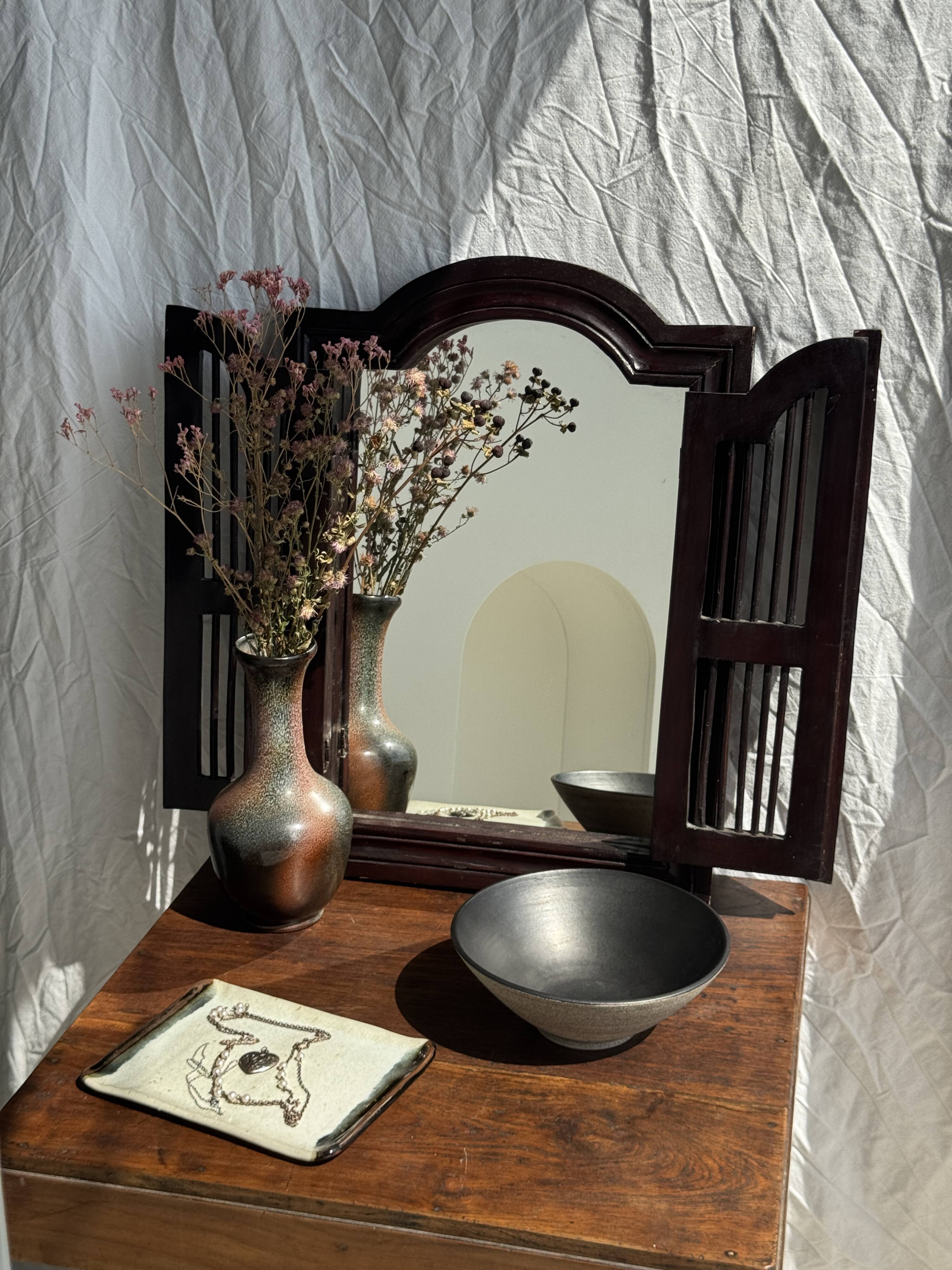 Vase en céramique brun H25
