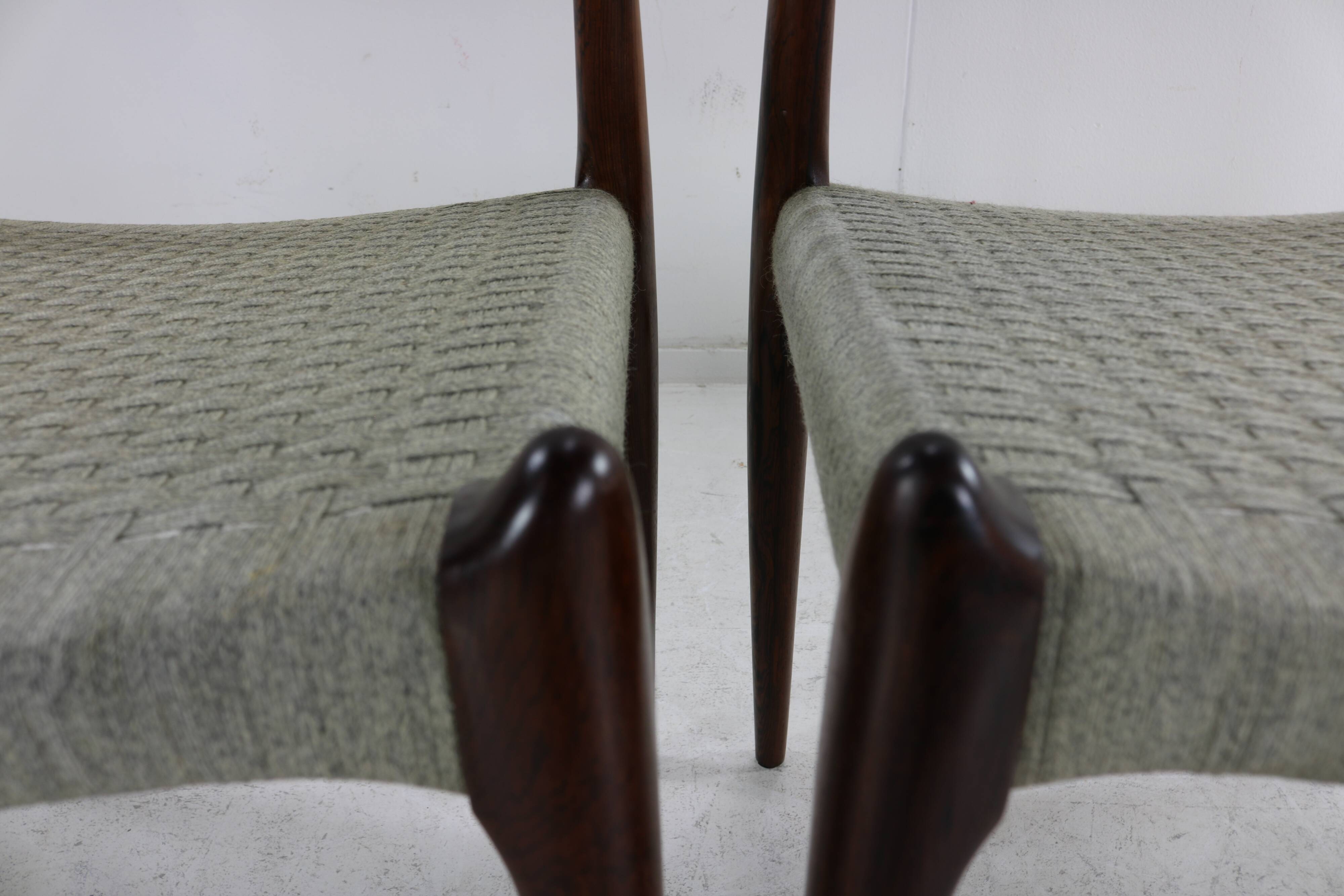 Danish design rosewood dining chairs by Niels Otto Møller for Møller Denmark