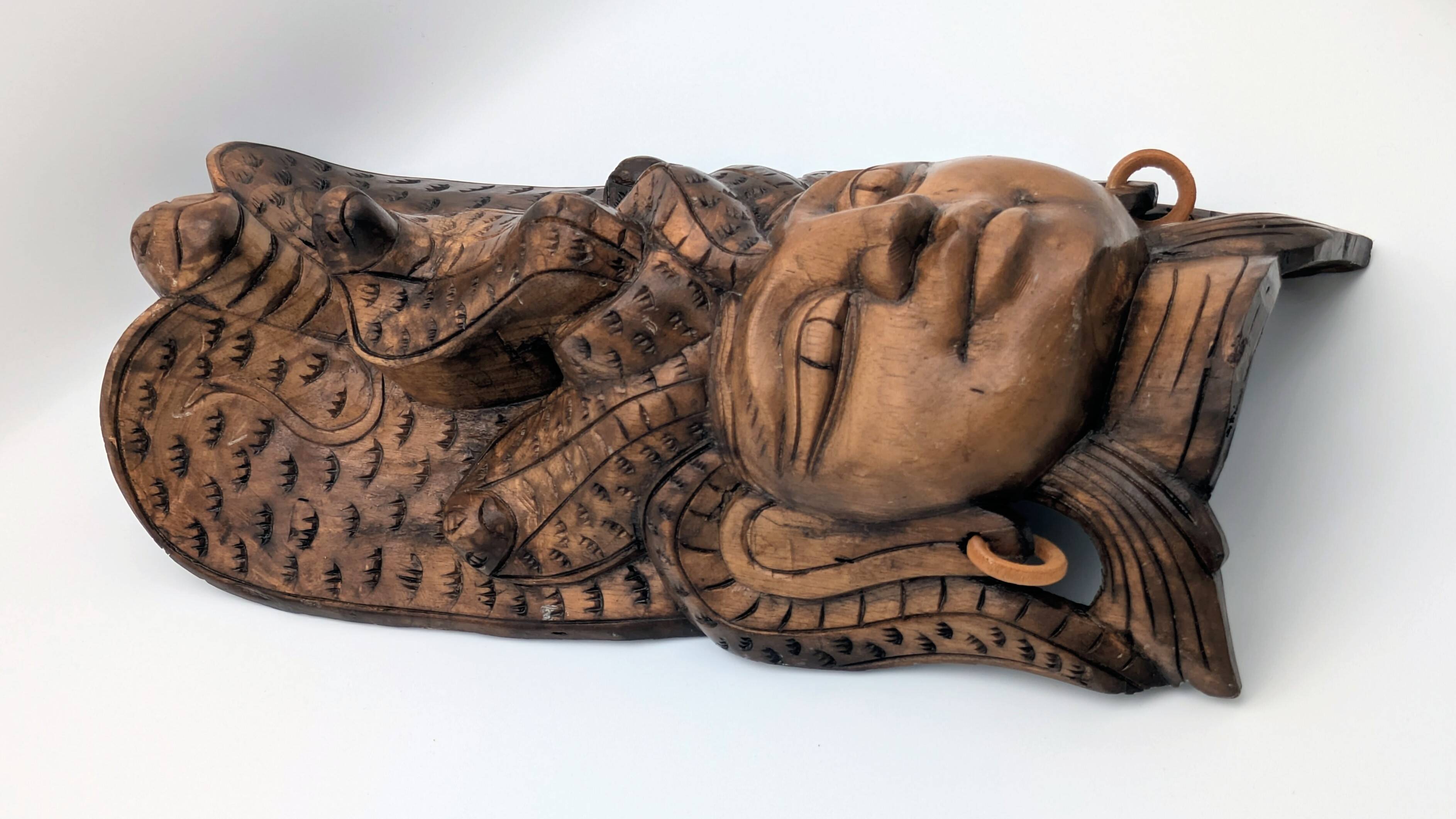 Sculptural Mask Wood - Face & Royal Cobra (Naga) - Tribal Art Indonesia