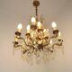 Lustre Cage 12 Lights Art Nouveau Bronze Glass and Crystal 5226