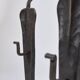 Pair of handforged metal and brass andirons