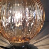 Table lamp with amber glass globe - mid 20th century