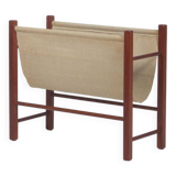 Danish magazine holder with teak and linen, 1960s