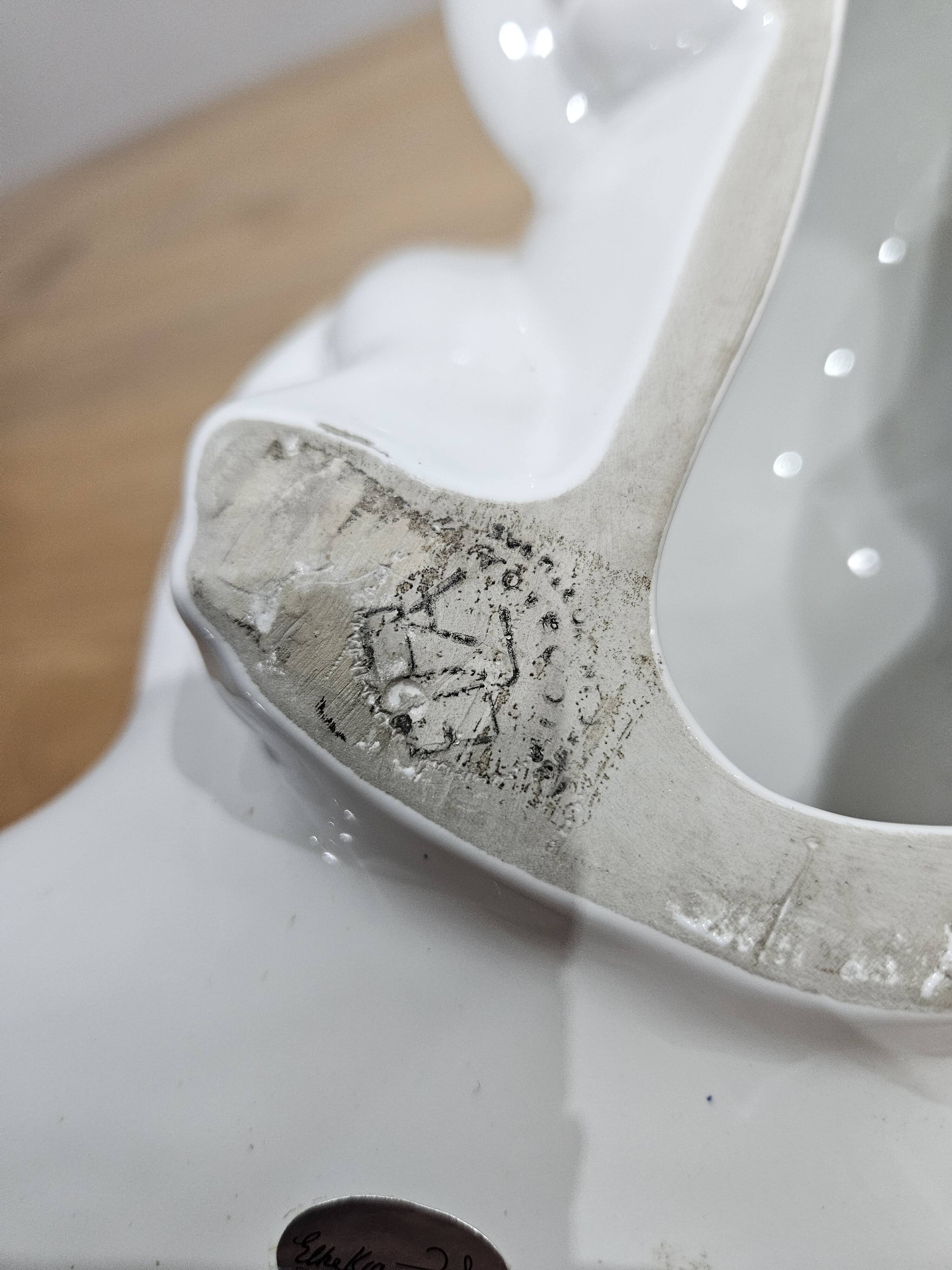 Elpa Alcobaca Portugal Ceramic White Cat Blue Glass Eyes, 1980s