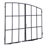 Industrial arched metal window L128xH114 19th century glass roof 2 leaves