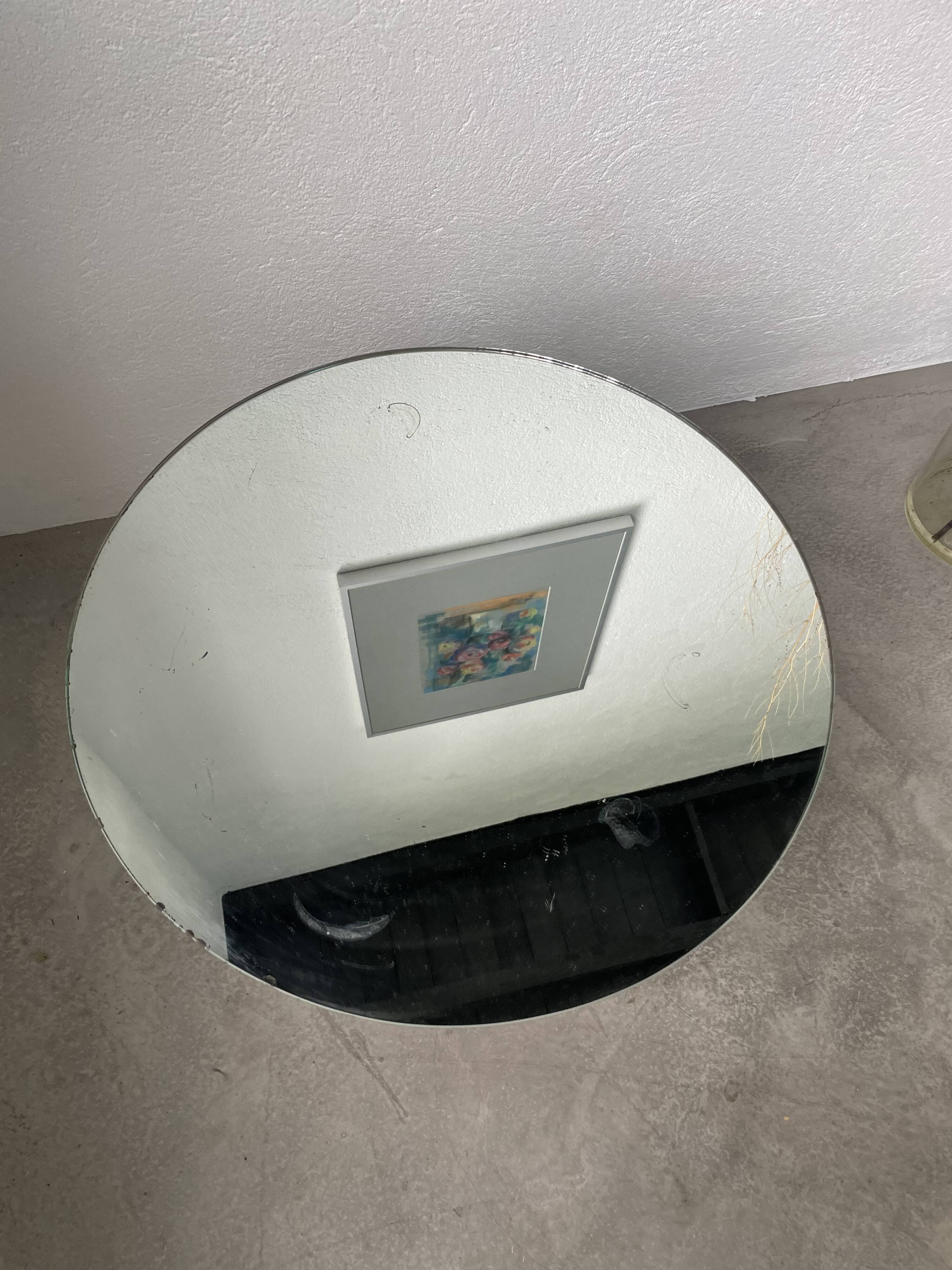 Art deco mirror pedestal table in walnut 1930