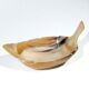 Vintage 1970s natural horn leaf tray - leaf bowl