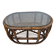 Oval coffee table in rattan and cane, vintage double top