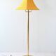 Vintage floor lamp in gold metal with yellow shade