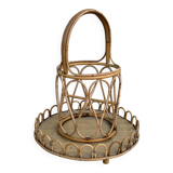 Rattan bottle holder, vintage server