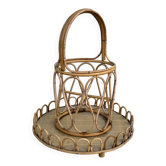 Rattan bottle holder, vintage server