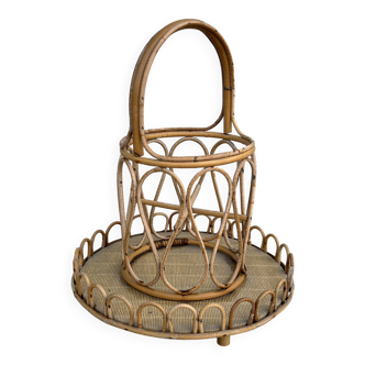 Rattan bottle holder, vintage server