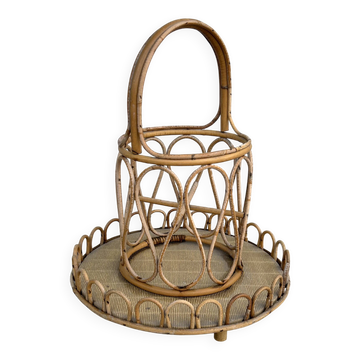 Rattan bottle holder, vintage server