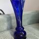 Cobalt blue blown glass vintage artisan vase, handmade, German.