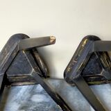 Paire de sellettes tripodes anciennes patine noire
