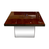 Elm magnifying glass side table signed Paul Michel 1970 perfect condition