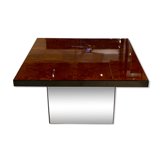 Elm magnifying glass side table signed Paul Michel 1970 perfect condition